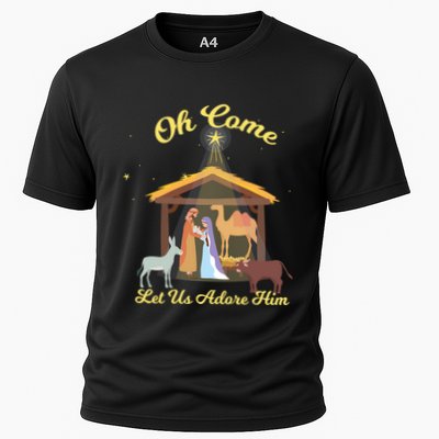 Let Us Adore Him Christmas Advent Nativity Scene North Gift Performance Shirt