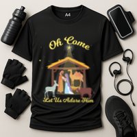 Let Us Adore Him Christmas Advent Nativity Scene North Gift Performance Shirt