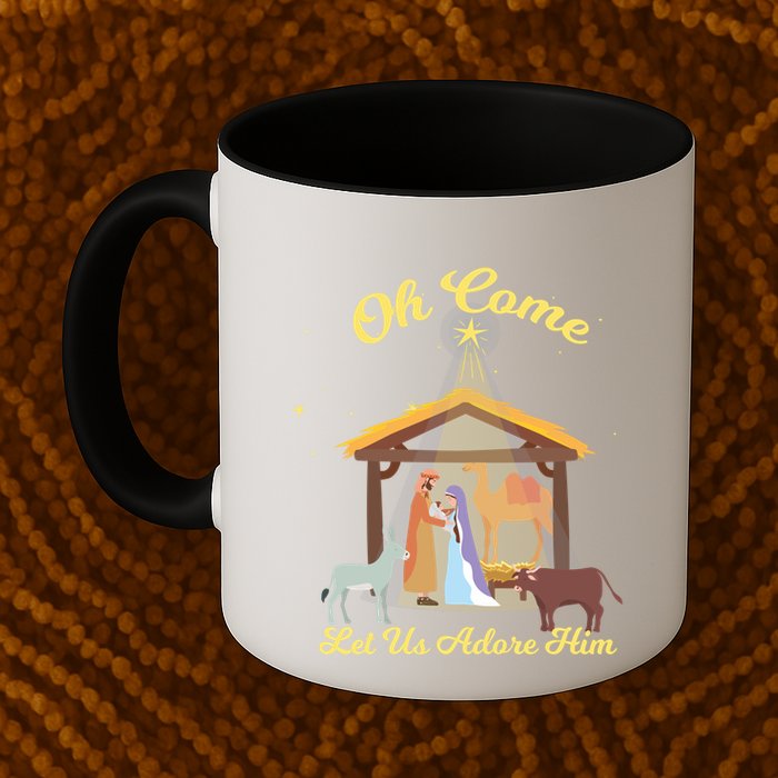 Let Us Adore Him Christmas Advent Nativity Scene North Gift Mug