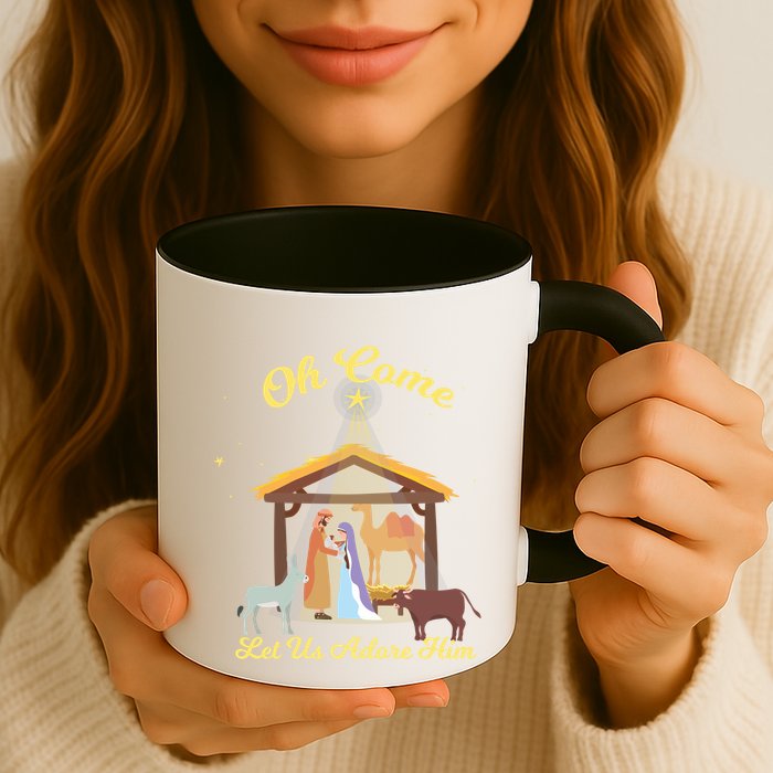 Let Us Adore Him Christmas Advent Nativity Scene North Gift Mug