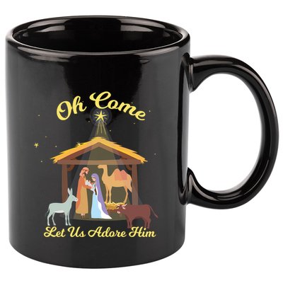 Let Us Adore Him Christmas Advent Nativity Scene North Gift 11oz C Handle Ceramic Mug