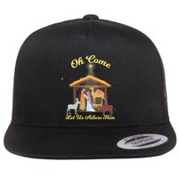 Let Us Adore Him Christmas Advent Nativity Scene North Gift Flatbill Hat