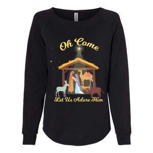 Let Us Adore Him Christmas Advent Nativity Scene North Gift Womens California Wash Sweatshirt