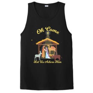 Let Us Adore Him Christmas Advent Nativity Scene North Gift PosiCharge Competitor Tank