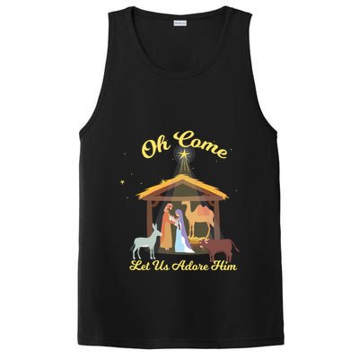 Let Us Adore Him Christmas Advent Nativity Scene North Gift PosiCharge Competitor Tank