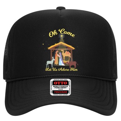 Let Us Adore Him Christmas Advent Nativity Scene North Gift Trucker Hat