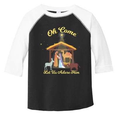 Let Us Adore Him Christmas Advent Nativity Scene North Gift Toddler Fine Jersey T-Shirt