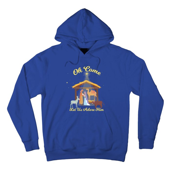 Let Us Adore Him Christmas Advent Nativity Scene North Gift Hoodie