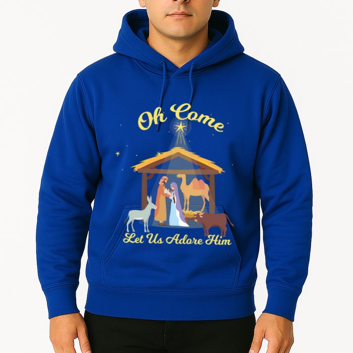 Let Us Adore Him Christmas Advent Nativity Scene North Gift Hoodie