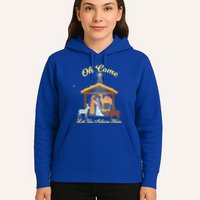 Let Us Adore Him Christmas Advent Nativity Scene North Gift Hoodie