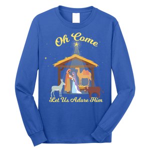 Let Us Adore Him Christmas Advent Nativity Scene North Gift Long Sleeve Shirt