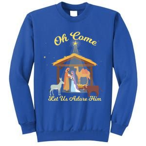 Let Us Adore Him Christmas Advent Nativity Scene North Gift Sweatshirt