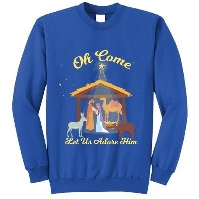 Let Us Adore Him Christmas Advent Nativity Scene North Gift Sweatshirt