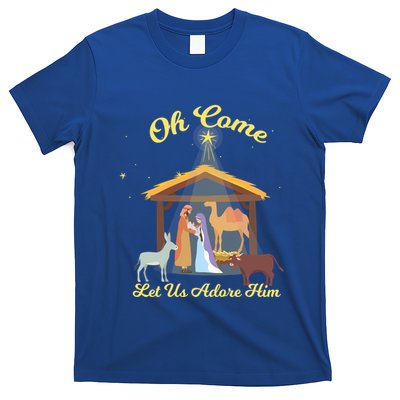Let Us Adore Him Christmas Advent Nativity Scene North Gift T-Shirt