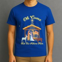 Let Us Adore Him Christmas Advent Nativity Scene North Gift T-Shirt
