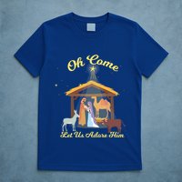 Let Us Adore Him Christmas Advent Nativity Scene North Gift T-Shirt