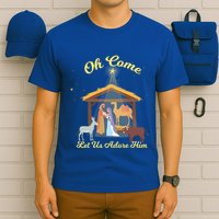 Let Us Adore Him Christmas Advent Nativity Scene North Gift T-Shirt