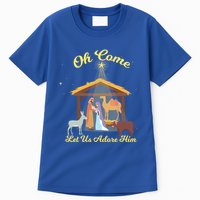 Let Us Adore Him Christmas Advent Nativity Scene North Gift Tall T-Shirt