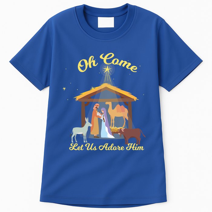 Let Us Adore Him Christmas Advent Nativity Scene North Gift Tall T-Shirt