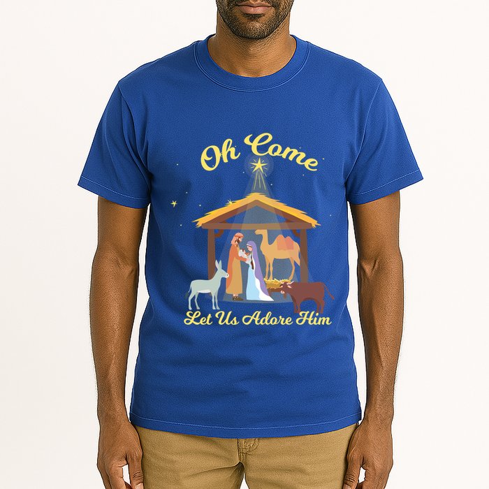 Let Us Adore Him Christmas Advent Nativity Scene North Gift Tall T-Shirt
