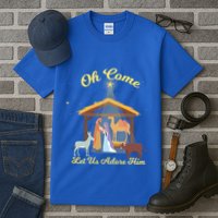 Let Us Adore Him Christmas Advent Nativity Scene North Gift Tall T-Shirt