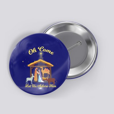 Let Us Adore Him Christmas Advent Nativity Scene North Gift Button