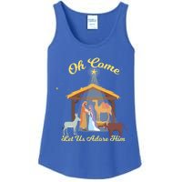 Let Us Adore Him Christmas Advent Nativity Scene North Gift Ladies Essential Tank