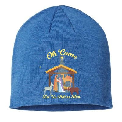 Let Us Adore Him Christmas Advent Nativity Scene North Gift Sustainable Beanie