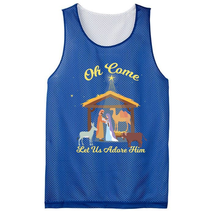 Let Us Adore Him Christmas Advent Nativity Scene North Gift Mesh Reversible Basketball Jersey Tank