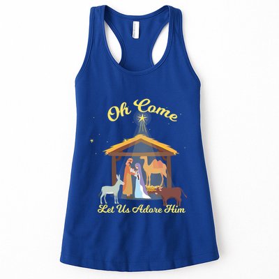 Let Us Adore Him Christmas Advent Nativity Scene North Gift Womens Tank Top