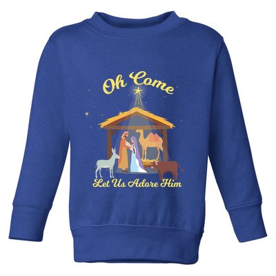 Let Us Adore Him Christmas Advent Nativity Scene North Gift Toddler Sweatshirt