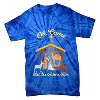 Let Us Adore Him Christmas Advent Nativity Scene North Gift Tie-Dye T-Shirt