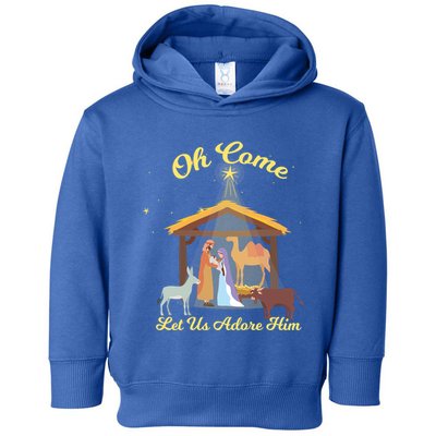 Let Us Adore Him Christmas Advent Nativity Scene North Gift Toddler Hoodie