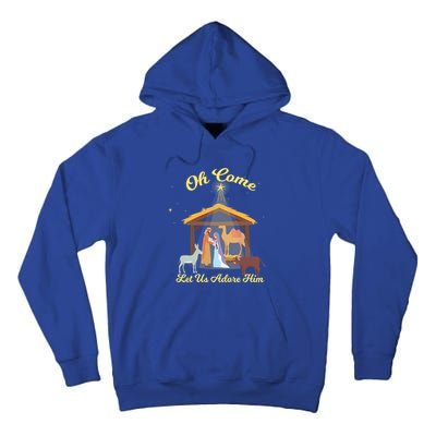Let Us Adore Him Christmas Advent Nativity Scene North Gift Tall Hoodie