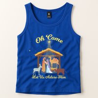 Let Us Adore Him Christmas Advent Nativity Scene North Gift Tank Top