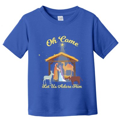 Let Us Adore Him Christmas Advent Nativity Scene North Gift Toddler T-Shirt