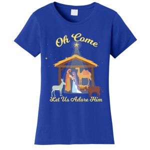 Let Us Adore Him Christmas Advent Nativity Scene North Gift Women's T-Shirt