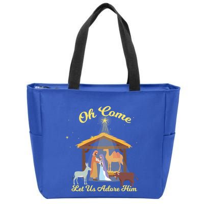 Let Us Adore Him Christmas Advent Nativity Scene North Gift Zip Tote Bag