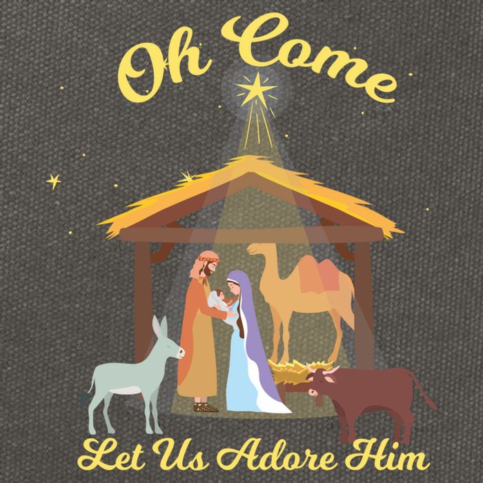 Let Us Adore Him Christmas Advent Nativity Scene North Gift Cotton Canvas Backpack