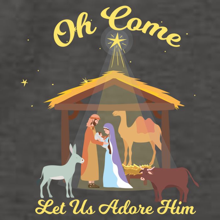 Let Us Adore Him Christmas Advent Nativity Scene North Gift Vector Backpack