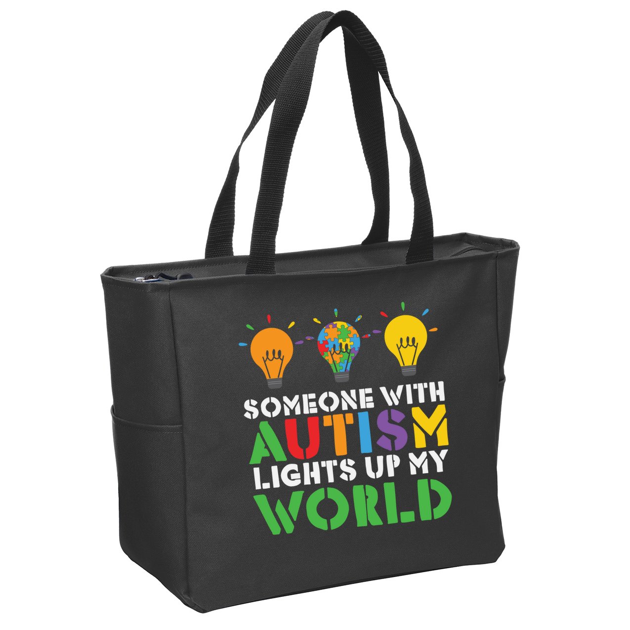 Light Up Autism Puzzle Autism Awareness, Autism Mom Zip Tote Bag