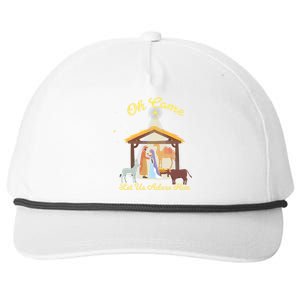 Let Us Adore Him Christmas Advent Nativity Scene North Gift Snapback Five-Panel Rope Hat