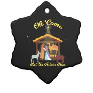 Let Us Adore Him Christmas Advent Nativity Scene North Gift Ceramic Star Ornament