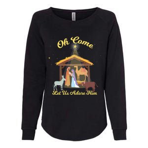 Let Us Adore Him Christmas Advent Nativity Scene North Gift Womens California Wash Sweatshirt