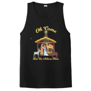 Let Us Adore Him Christmas Advent Nativity Scene North Gift PosiCharge Competitor Tank