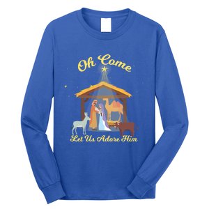 Let Us Adore Him Christmas Advent Nativity Scene North Gift Long Sleeve Shirt