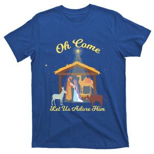 Let Us Adore Him Christmas Advent Nativity Scene North Gift T-Shirt