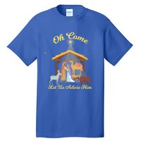 Let Us Adore Him Christmas Advent Nativity Scene North Gift Tall T-Shirt