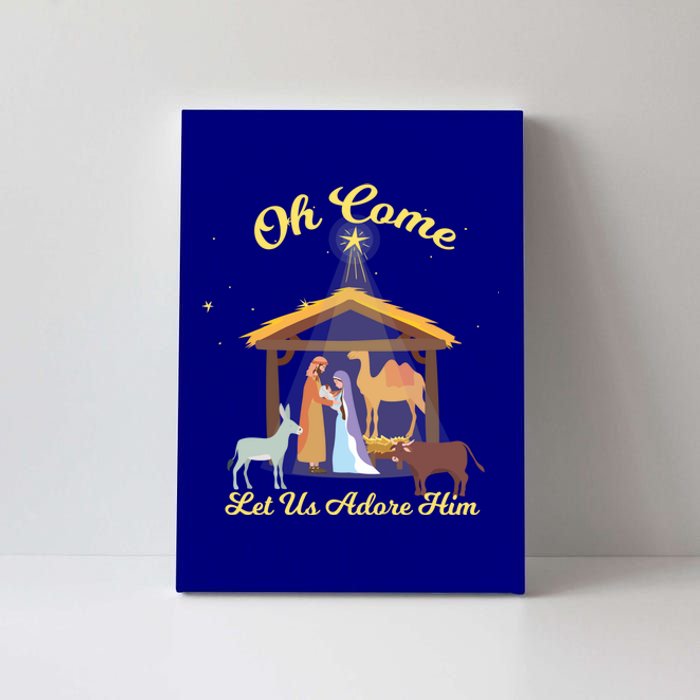 Let Us Adore Him Christmas Advent Nativity Scene North Gift Canvas