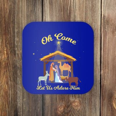 Let Us Adore Him Christmas Advent Nativity Scene North Gift Coaster